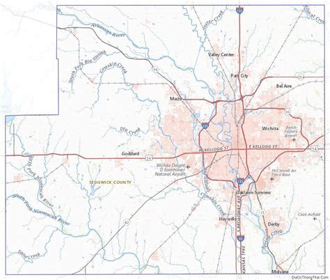 Topographic map of Sedgwick County, Kansas Sedgwick, Topographic Map, Kansas, World Map, County ...