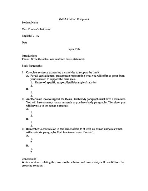 Mla Format Outline Template Letter Example Template | My XXX Hot Girl