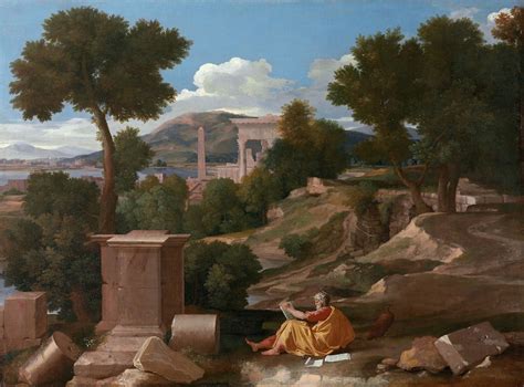 Landscape with Saint John on Patmos by Nicolas Poussin - Art Renewal Center