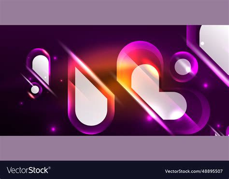 Neon glowing geometric shapes abstract Royalty Free Vector