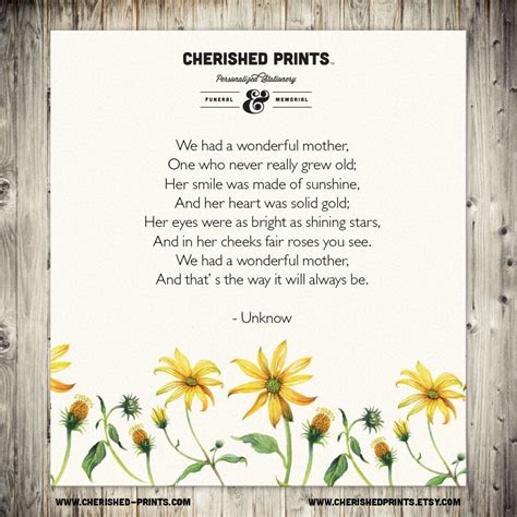 We had a Wonderful Mother • Cherished Prints | Funeral memorial, Wonder ...