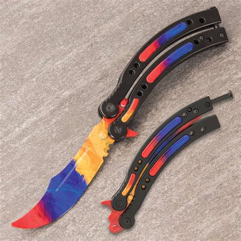 Marble Fade Butterfly Knife Trainer Stainless Steel Blade