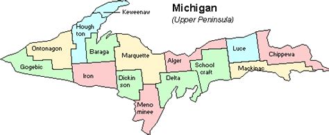 Upper Peninsula Counties Map