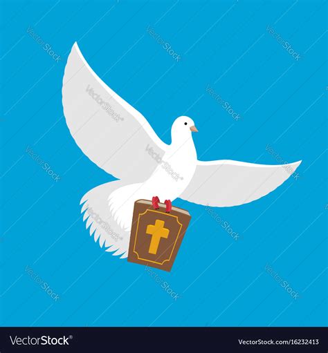 White dove and bible pigeon holy book religion Vector Image