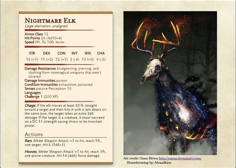 DnD 5e Homebrew — Nightmare Elk by AlvxAdkins