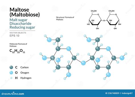 Maltose. Maltobiose Or Malt Sugar. Disaccharide. Structural Chemical ...