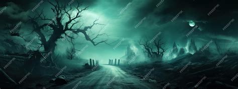 Premium Photo | Halloween wallpaper with cemetery at night