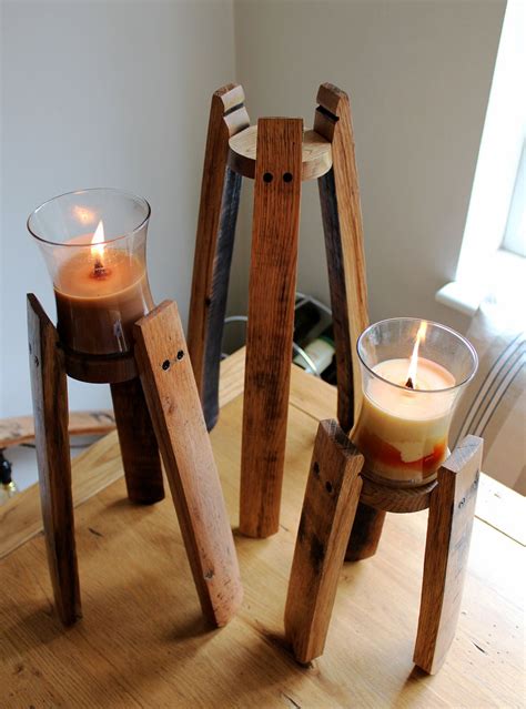 Hand Crafted Oak, Scotch Whisky Barrel Stave Candle Stands optional Glass Chimney - Etsy UK ...