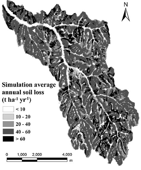 Spatial distribution map of simulation average annual soil loss in the ...