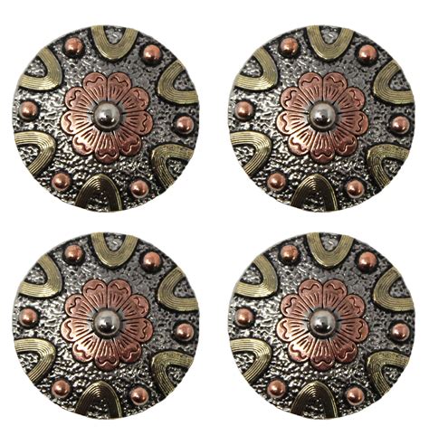 Set of 4 Conchos Western Saddle Tack Copper Flower Co543 - Walmart.com - Walmart.com