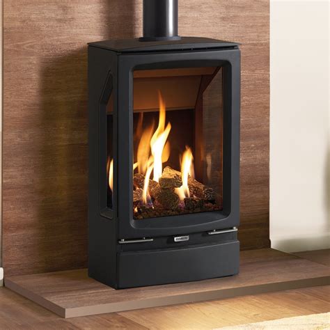 Gazco Vogue Midi T, 3 Sided, Black Glass Lining, Natural Gas, Balanced Flue Stove - Simply Stoves