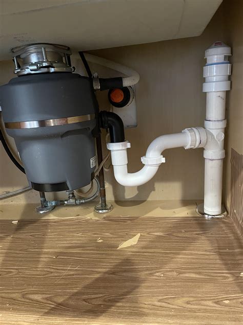 Garbage disposal installation with an AAV : r/Plumbing