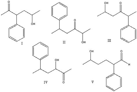 What is the structure for 5-hydroxy-2-phenyl-3-hexanone? A)I B)II C)III D)IV