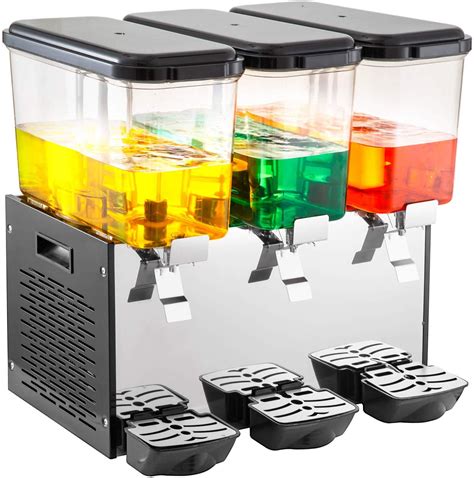 VEVOR Commercial Cold Beverage Dispenser Machine 14.25 Gallon 3 Tanks Equipped with Thermostat ...