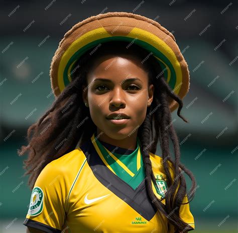 Premium AI Image | female soccer player black brazilian in arena soccer game