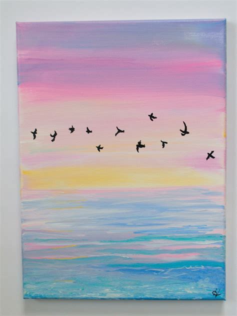 Beach at Sunrise Acrylic Painting - Etsy