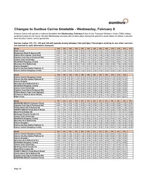 Sunbus Cairns - Fill Online, Printable, Fillable, Blank | pdfFiller