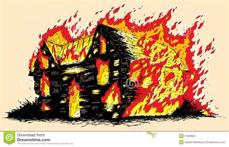 Burning house. Drawing of a burning house #Sponsored , #ad, #AD, # ...