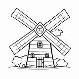 Windmill Coloring Drawing Dutch Farm Windmills Pages Drawings Template  sketch template