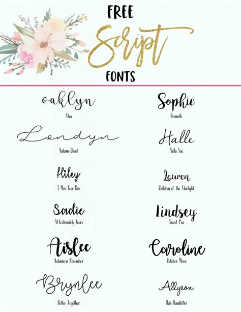 Free Script Fonts | All Things Thrifty