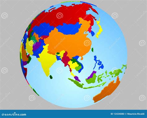 Asia globe map stock vector. Image of india, japan, china - 12434080