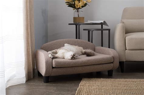 Cat Sofa Bed Tan Fabric Couch Shaped Round Edges Modern Unique Stylish ...