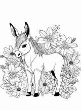 Donkey Coloring Pages Mule Color Animal Printable Kids Animals Farm  sketch template