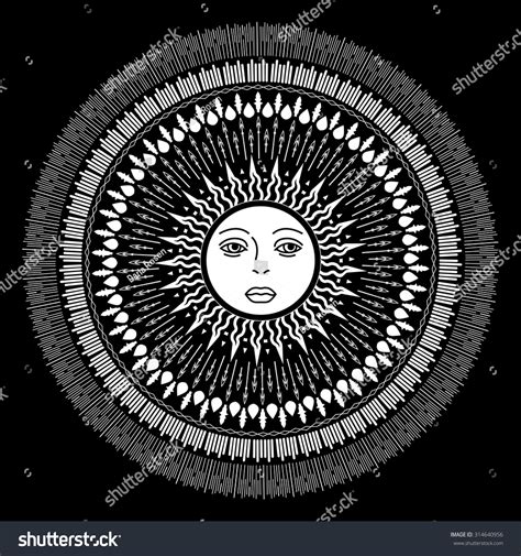 Vector Geometric Illustration Medieval Sun Alchemy Stock Vector 314640956 - Shutterstock