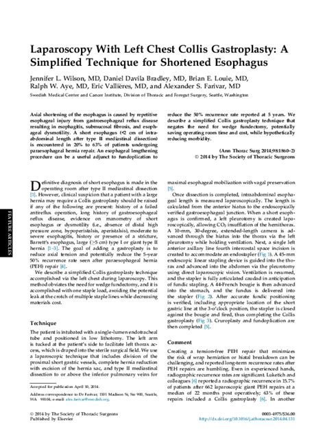 (PDF) Laparoscopy With Left Chest Collis Gastroplasty: A Simplified ...