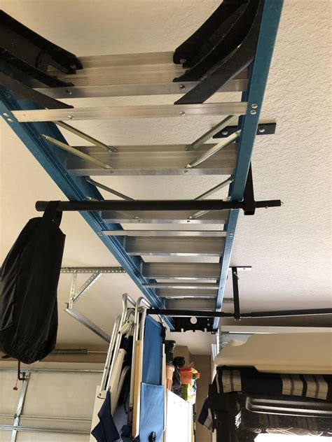 Overhead Ladder Storage Rack | Hi-Port 2 | Adjustable Ceiling Mount | Ladder storage, Kayak ...