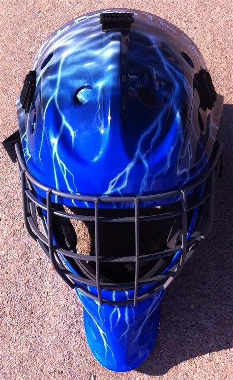 Custom Painted Catcher's Mask- Airbrushed Lightning Storm — Dallas ...