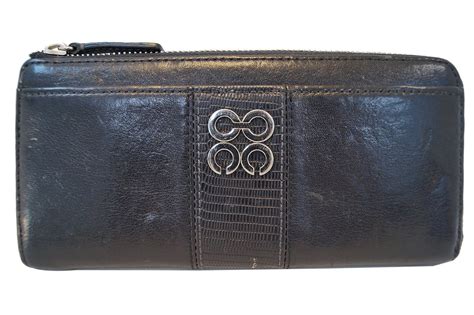 COACH JULIA Black Leather Slim Zip Organizer Wallet Clutch E2968 - Fin