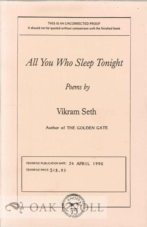 ALL YOU WHO SLEEP TONIGHT, POEMS | Vikram Seth