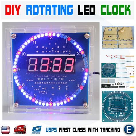 DIY Rotating Digital LED Display Module Alarm Electronic Clock Kit + E ...