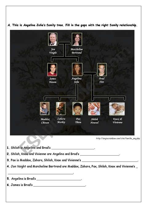 Angelina Jolie´s family - ESL worksheet by vianetta