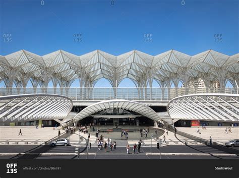 Lisbon, Portugal - August 4, 2017: Lisbon Orient railway station stock photo - OFFSET