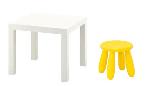 IKEA LACK Stolik + MAMMUT Stołek dla dzieci żółty 13080589938 - Allegro.pl