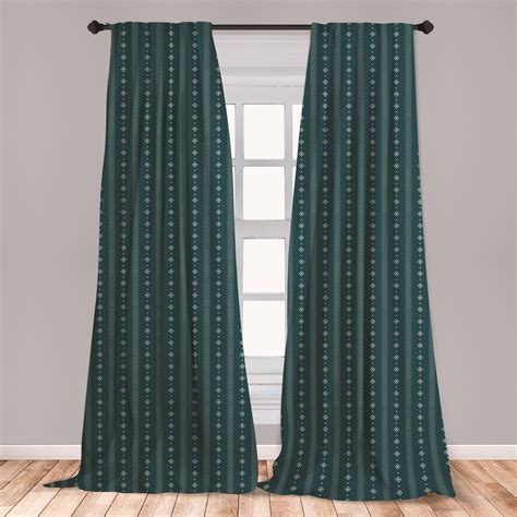 Teal and Yellow Curtains 2 Panels Set, Pattern with Vertical Abstract ...