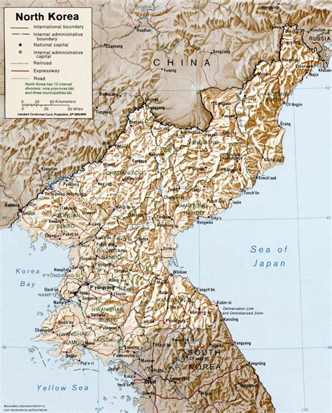 North Korea Physical Map • Mapsof.net
