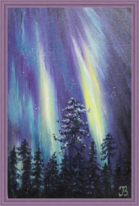 Aurora Borealis Painting Original Art Northern Lights Artwork | Etsy