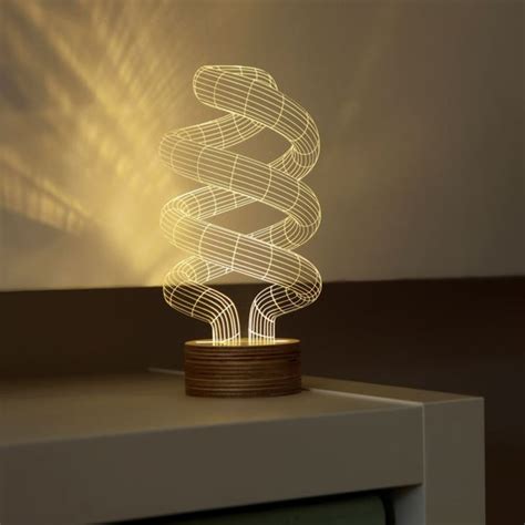 3D Optical Illusion Spiral Bulb LED Lamp | The Green Head