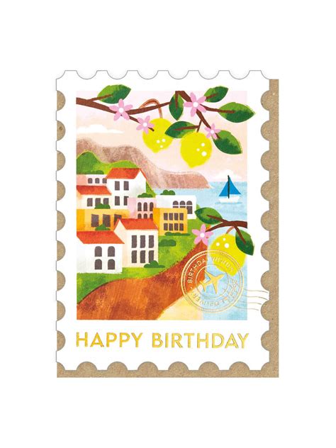 Italian Riviera stamp birthday card | Papermash UK