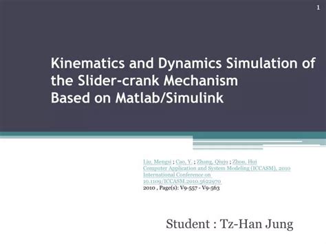 PPT - Kinematics and Dynamics Simulation of the Slider-crank Mechanism Based on Matlab ...