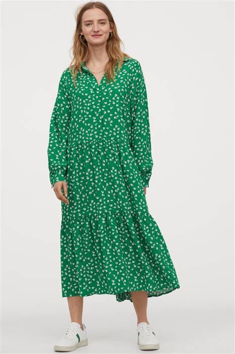 Collared Dress - Green/floral - Ladies | H&M US 1 | Collar dress, Calf ...