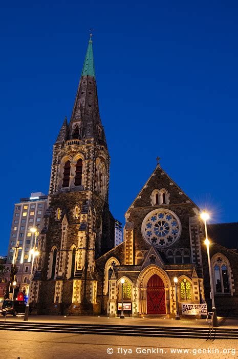 ChristChurch Cathedral at Twilight Photos, Cathedral Square, Christchurch, Canterbury, New ...