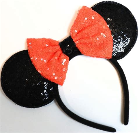 Halloween Mickey Minnie Mouse Sequin Ears Orange Black Purple | Etsy