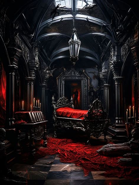 Premium Photo | Vampire's Lair An ornate Gothicstyle room with a coffin ...