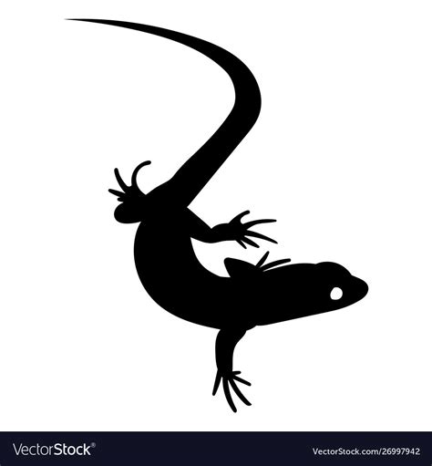 Stylized lizard black white reptile Royalty Free Vector