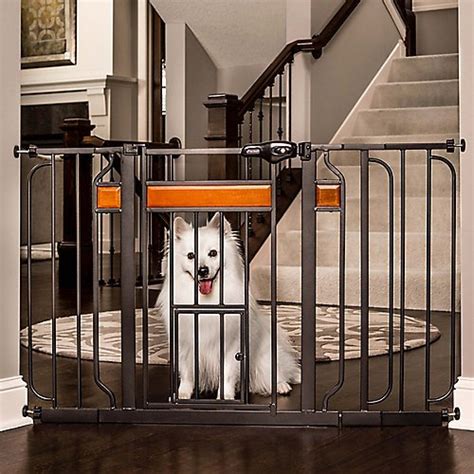 Carlson Home Design Extra Wide Walk Thru Pet Gate with Small Pet Door