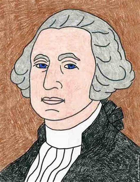 Easy How to Draw George Washington Tutorial and Coloring Page